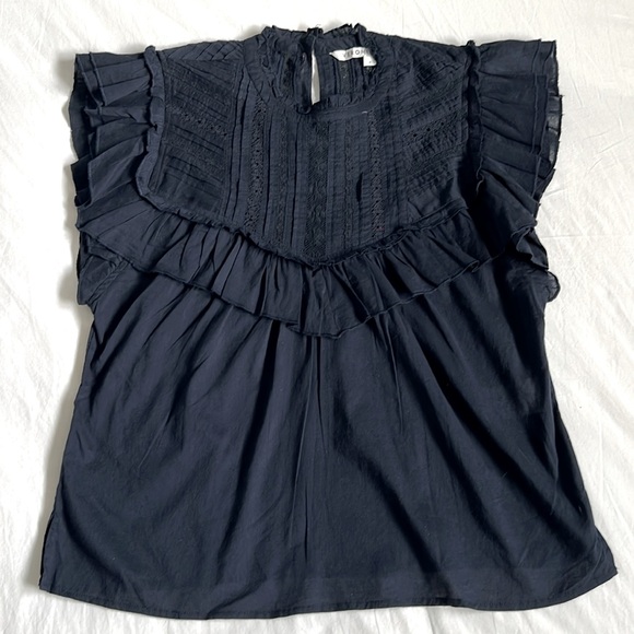 VERONICA BEARD Tamsyn navy ruffled top - Picture 6 of 11